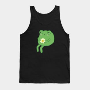 Frog Birthday Cake Meme - Cute Cottagecore Aesthetic Frog Toad Sitting with Flower Tank Top